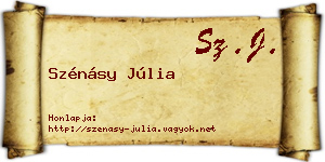 Szénásy Júlia névjegykártya